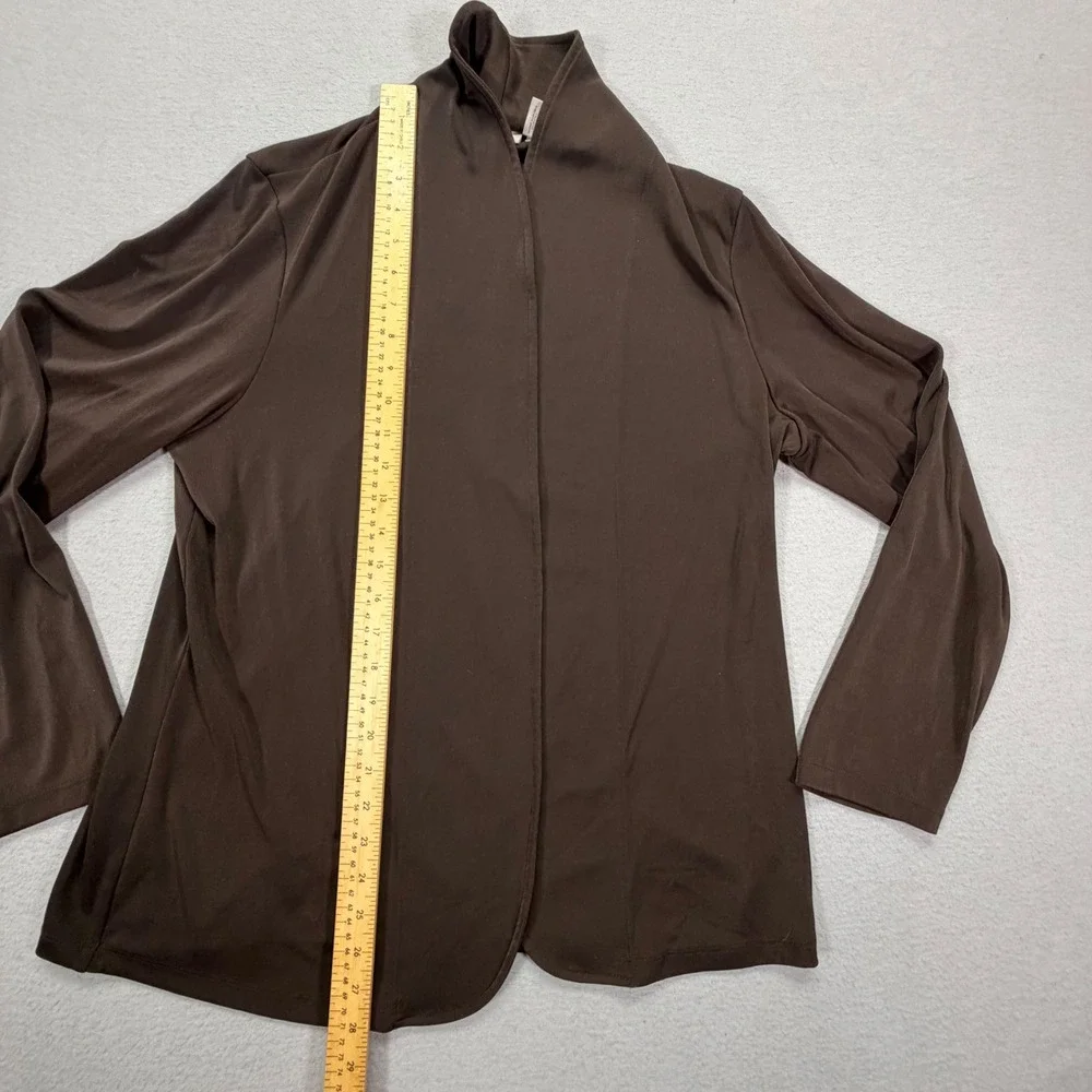 Chicos Women Cardigan Relaxed Brown Open Front Shawl Collar Size 2